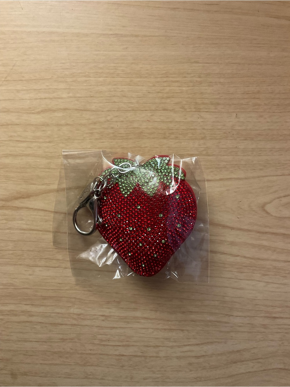 Bling Strawberry Keychain Clip - Red & Green